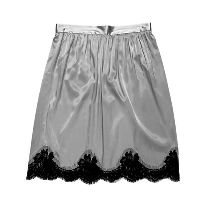 DOLCE & GABBANA GREY SILK LACE SKIRT