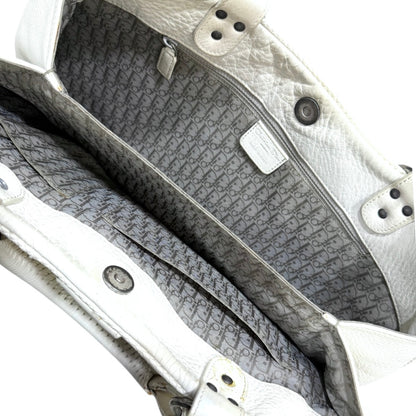 CHRISTIAN DIOR WHITE GAUCHO DOUBLE SADDLE BAG