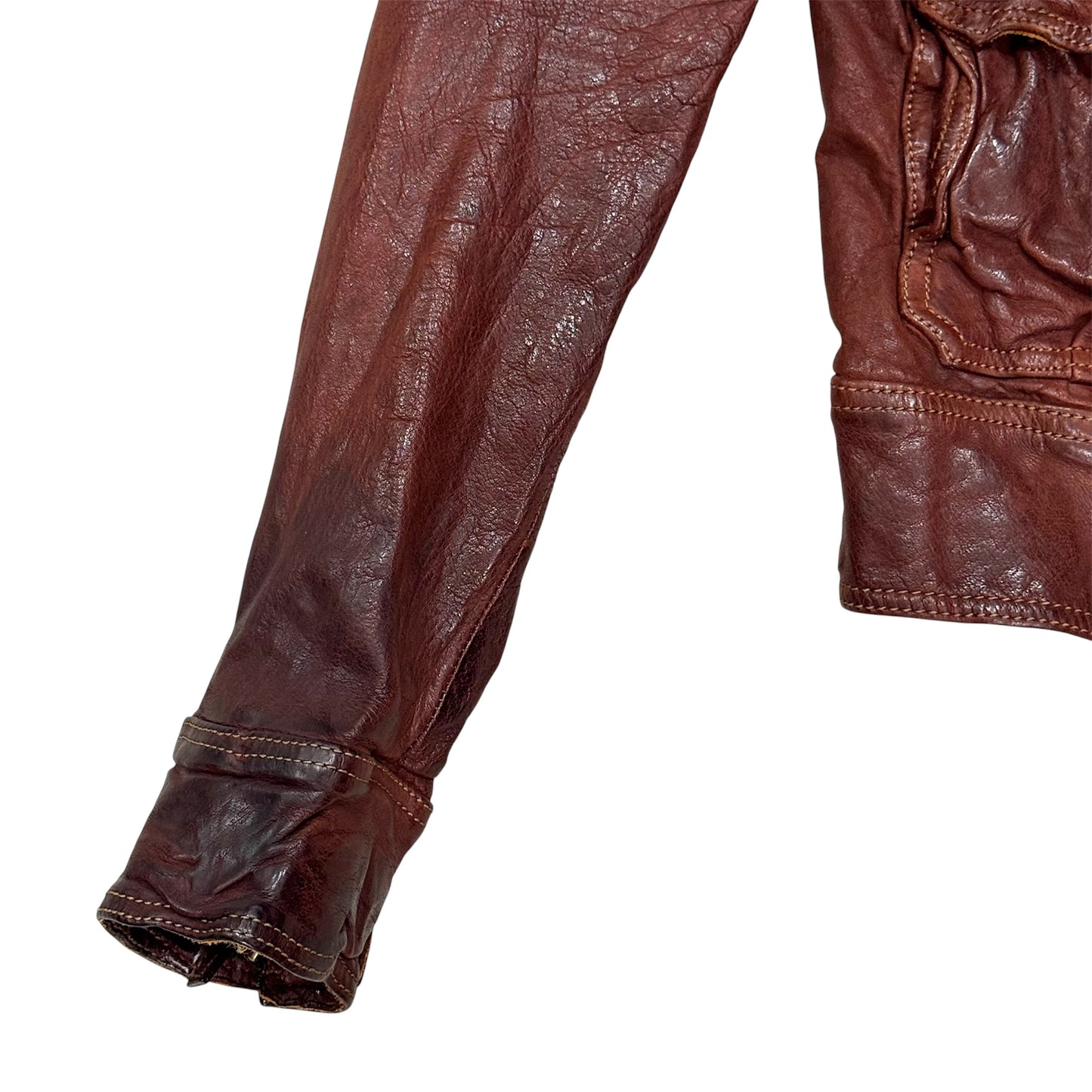 DOLCE & GABBANA BROWN DISTRESSED LEATHER JACKET