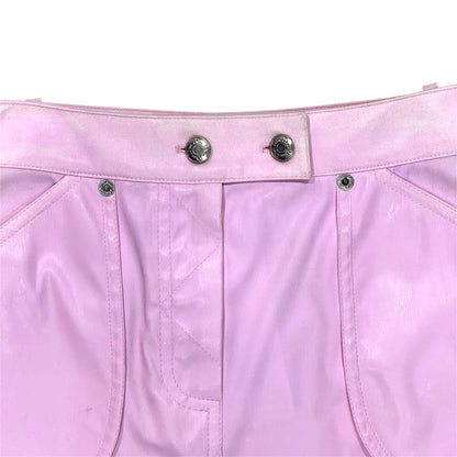 CHRISTIAN DIOR BY JOHN GALLIANO SS2003 PINK BUCKLED LEATHER SKIRT