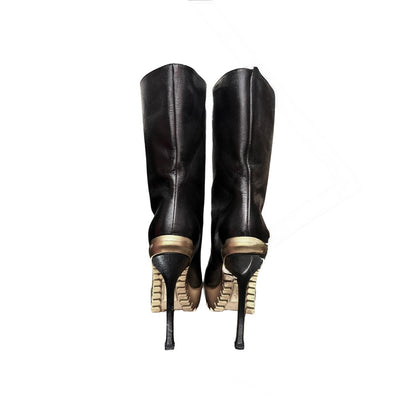 YVES SAINT LAURENT BLACK LEATHER BOOTS