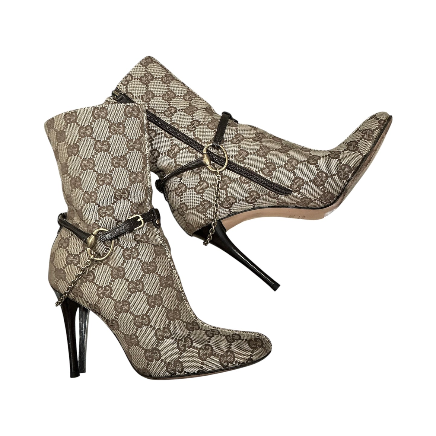 GUCCI TAN MONOGRAM BOOTS