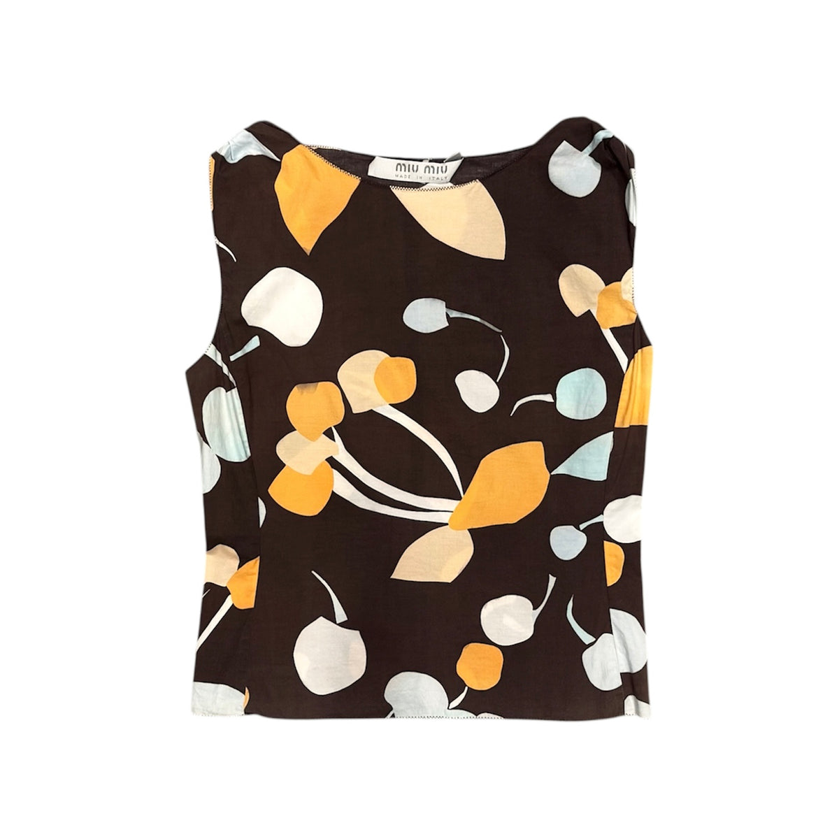 MIU MIU 2000S BROWN CHERRY PRINTS TOP