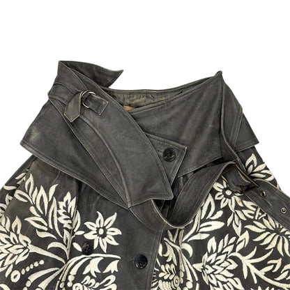 JOHN GALLIANO EMBROIDERED WRAPPED LEATHER SKIRT