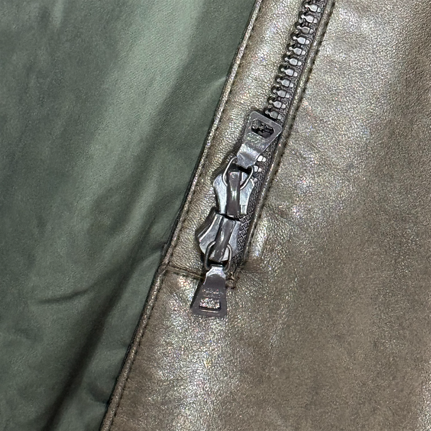 PRADA 1999 OLIVE BIKER LEATHER COAT