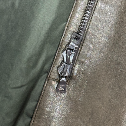 PRADA 1999 OLIVE BIKER LEATHER COAT