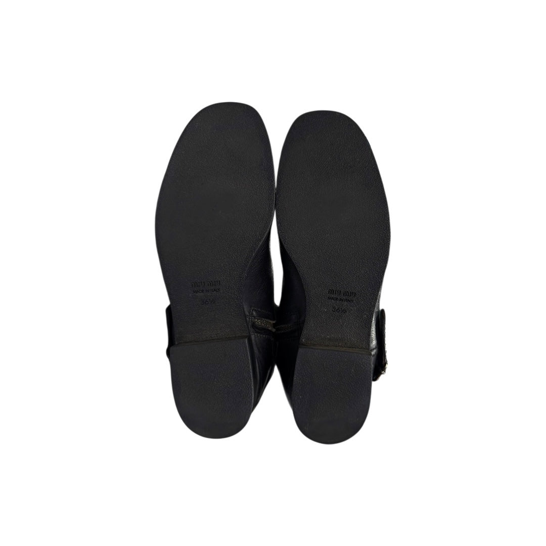 MIUMIU 00S BLACK BUCKLE BIKER BOOTS