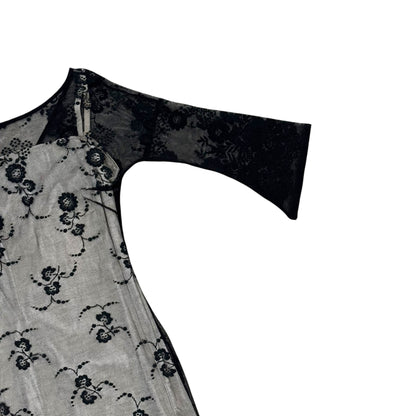 DOLCE & GABBANA SHEER FLORAL LACE OVERLAY DRESS