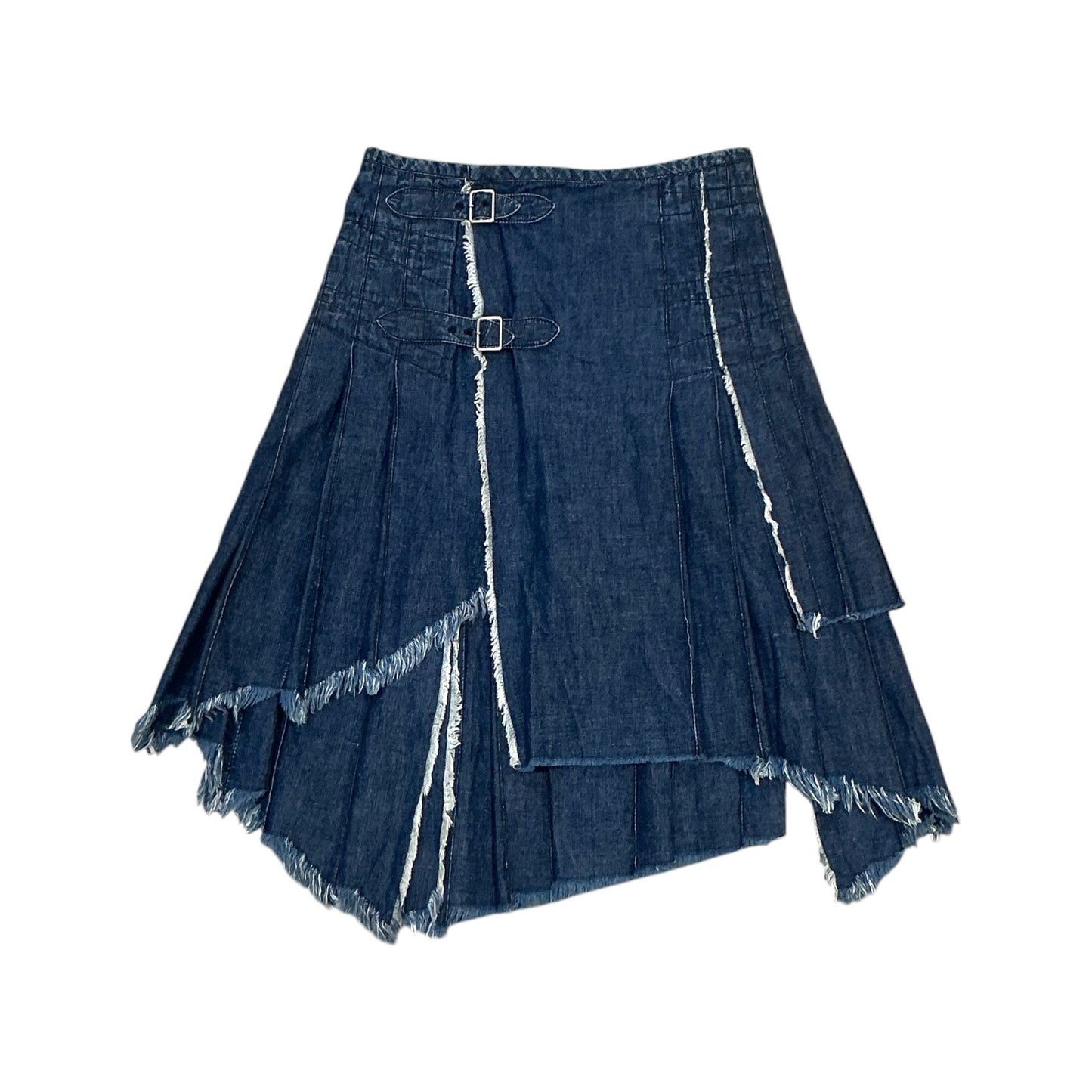 JEAN PAUL GAULTIER DENIM  ASYMMETRICAL PLEATED SKIRT