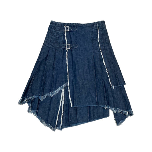 JEAN PAUL GAULTIER DENIM  ASYMMETRICAL PLEATED SKIRT