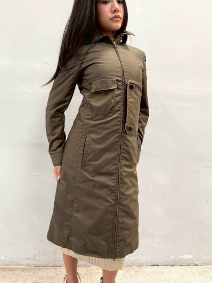 MIU MIU FW99 STASH POCKET NYLON TRENCH COAT