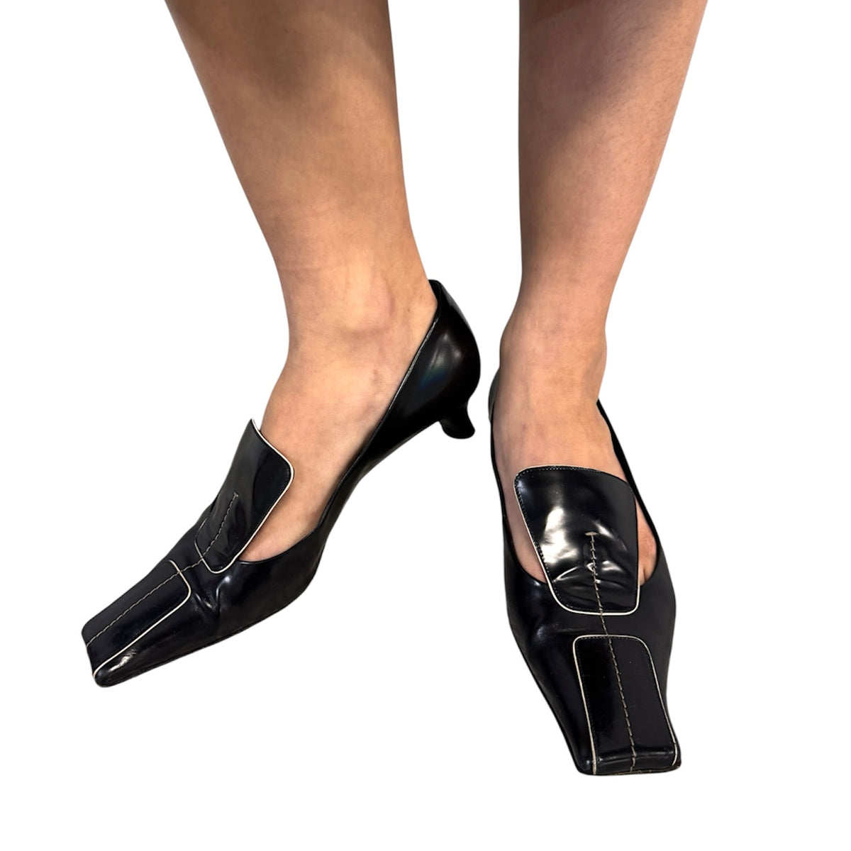 PRADA 00S BLACK SQUARED TOE PUMPS