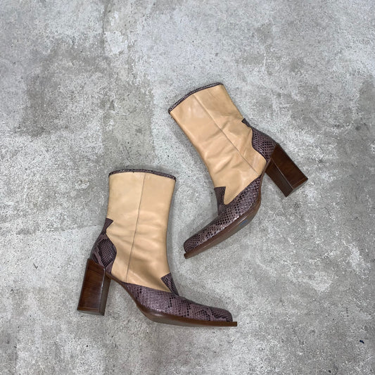 Lesilla Snake skin patch work boots