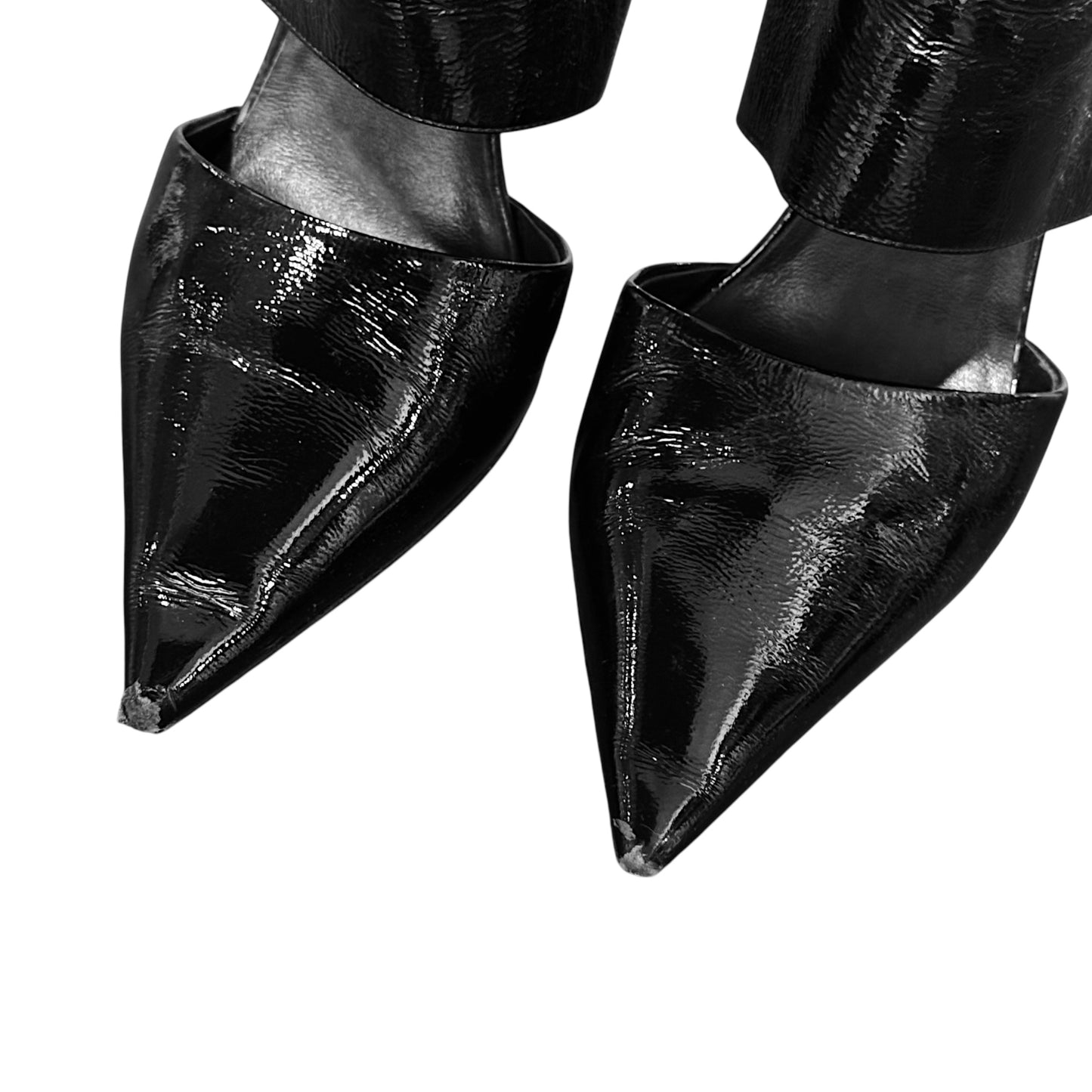 JIMMY CHOO BLACK CUT OUT PATENT LEATHER BOOTS