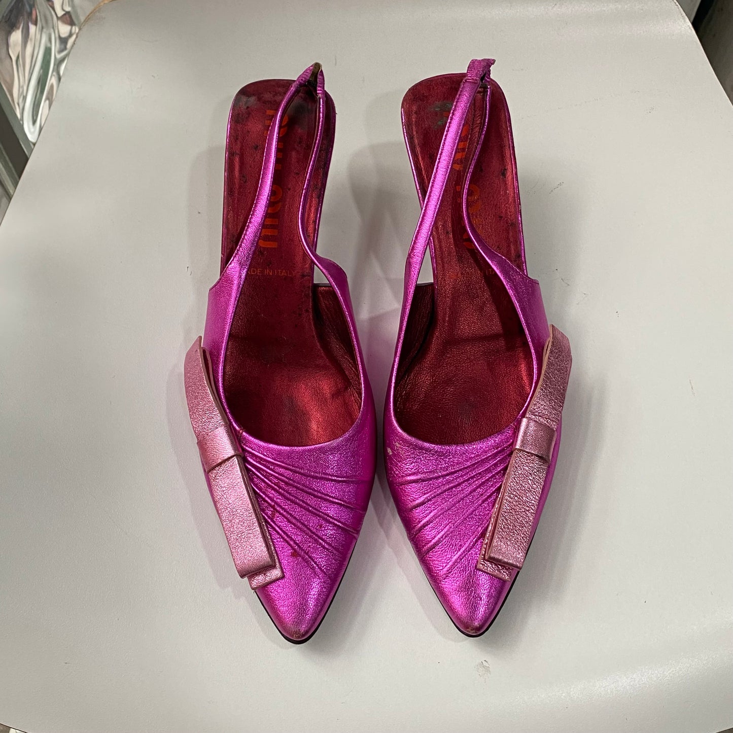 miu miu metallic pink heels