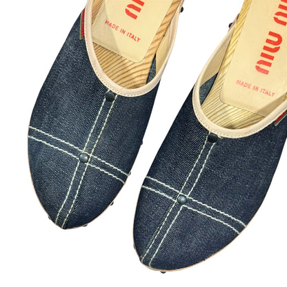 MIU MIU WOODEN DENIM CLOG