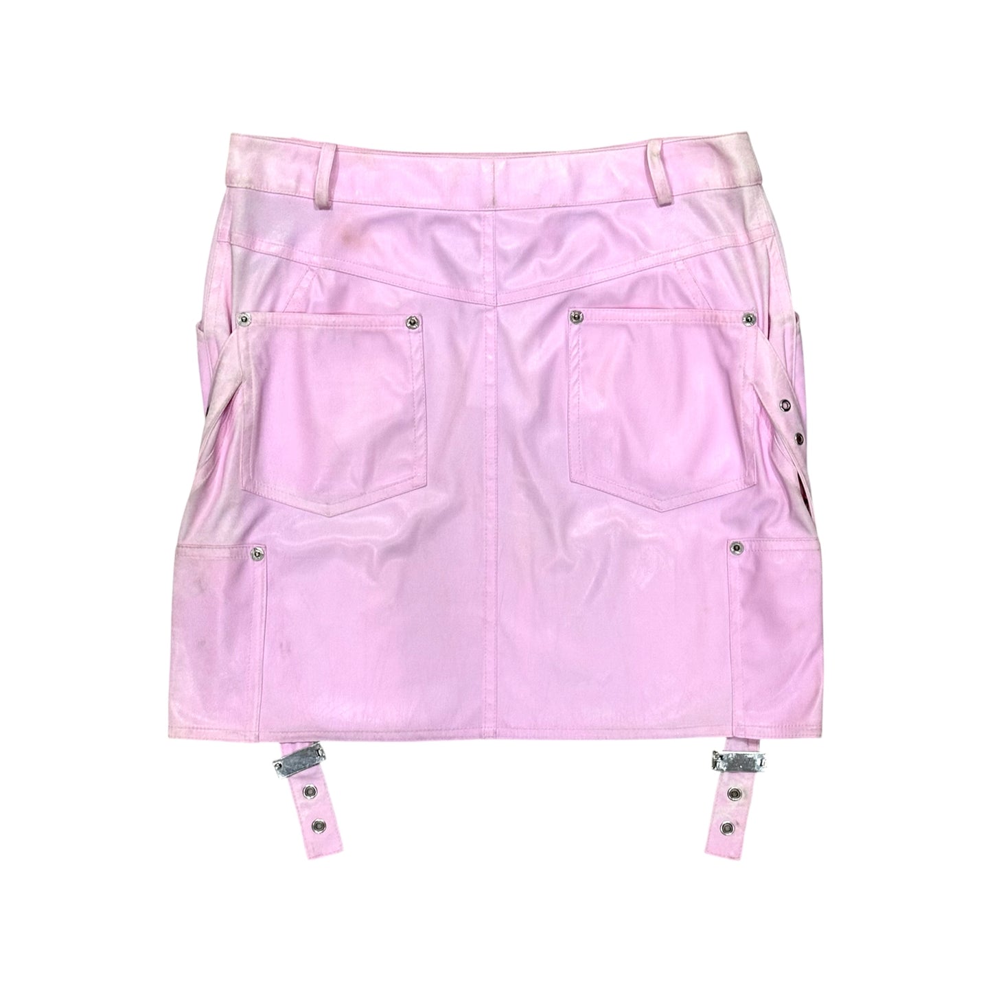 CHRISTIAN DIOR BY JOHN GALLIANO SS2003 PINK BUCKLED LEATHER SKIRT