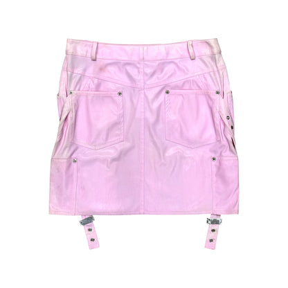 CHRISTIAN DIOR BY JOHN GALLIANO SS2003 PINK BUCKLED LEATHER SKIRT