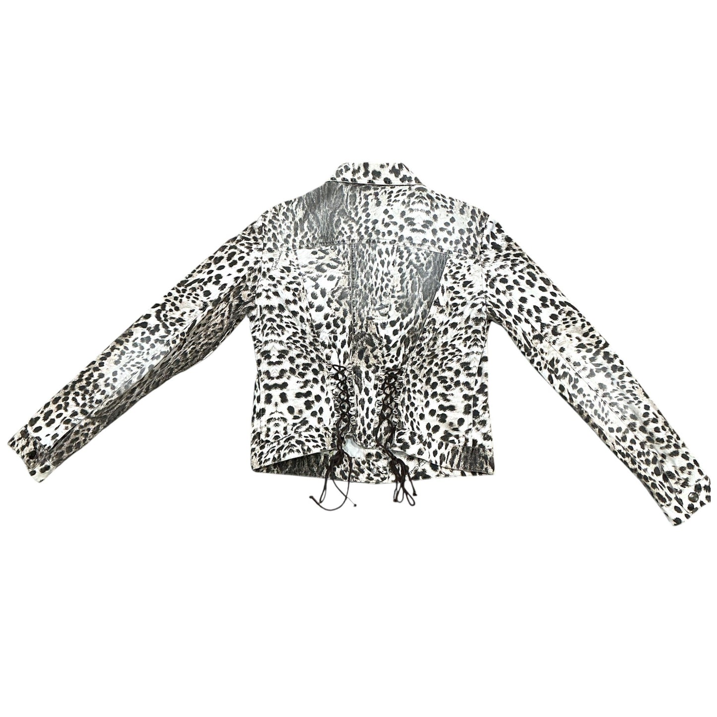 JUST CAVALLI 2000S LEOPARD LACE UP JACKET
