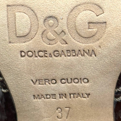 DOLCE & GABBANA BROWN PATENT LEATHER BOOTS