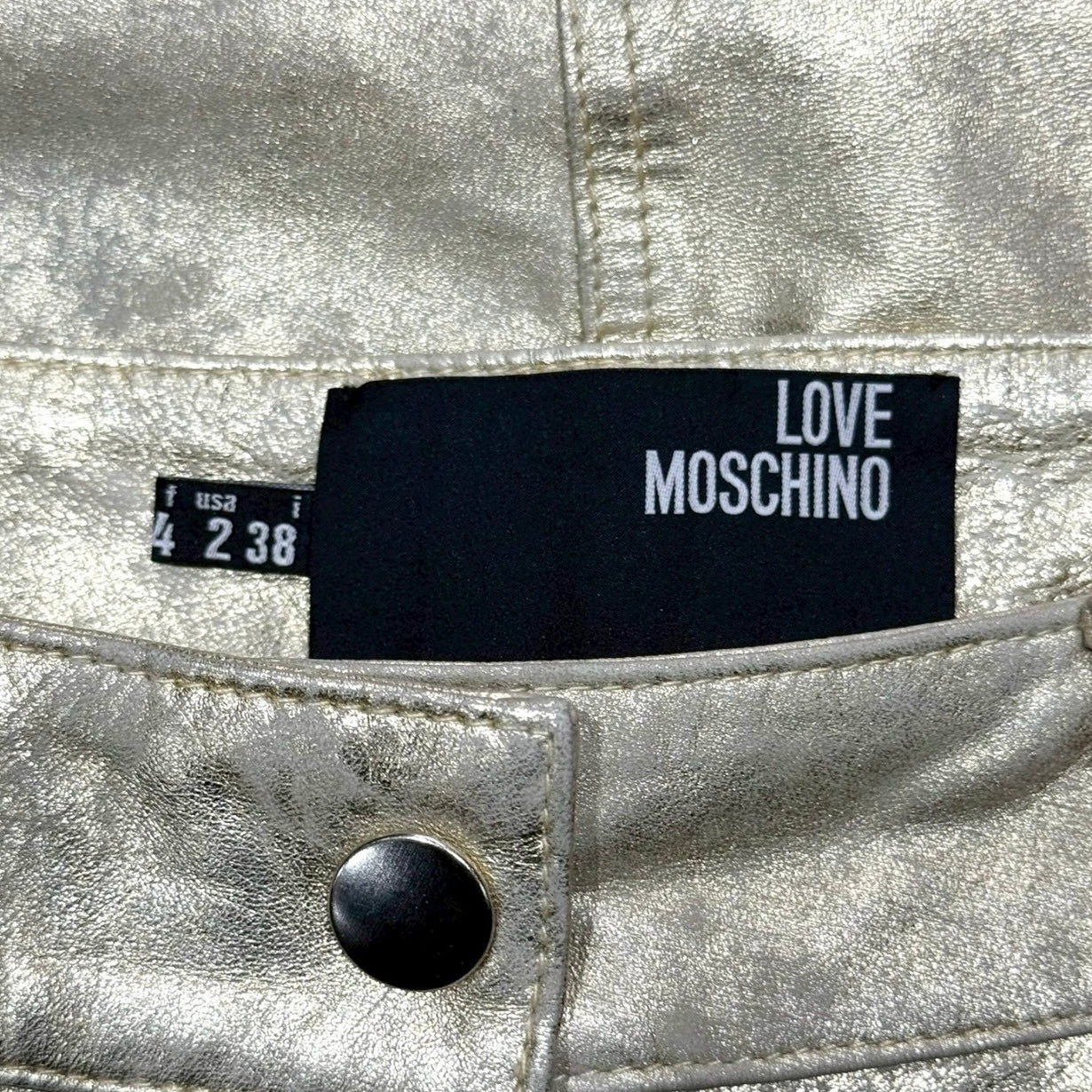MOSCHINO GOLD METALLIC LEATHER SKIRT