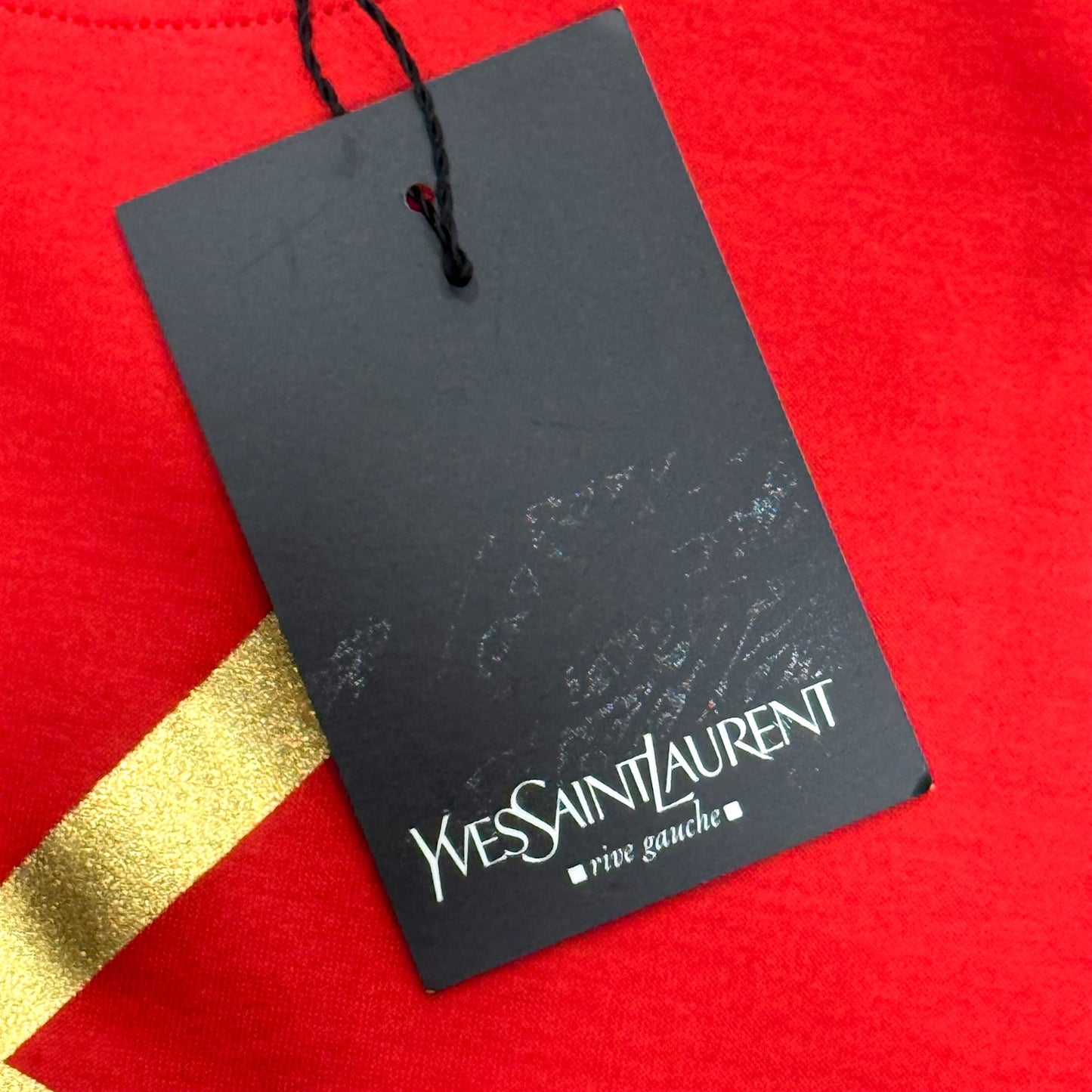 YVES SAINT LAURENT RIVE GAUCHE ORANGE GOLD LOGO TANK TOP