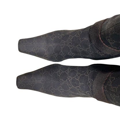 GUCCI DARK BROWN MONOGRAM BOOTS