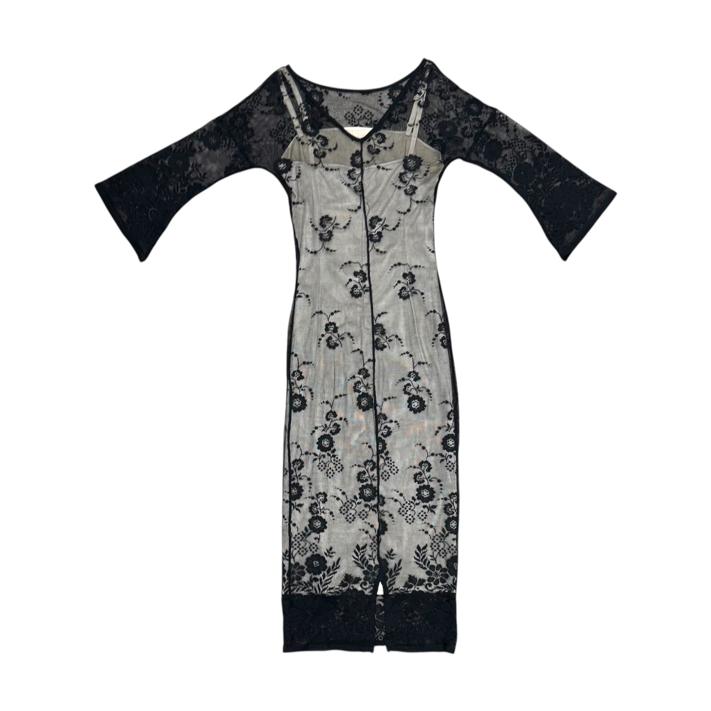 DOLCE & GABBANA SHEER FLORAL LACE OVERLAY DRESS