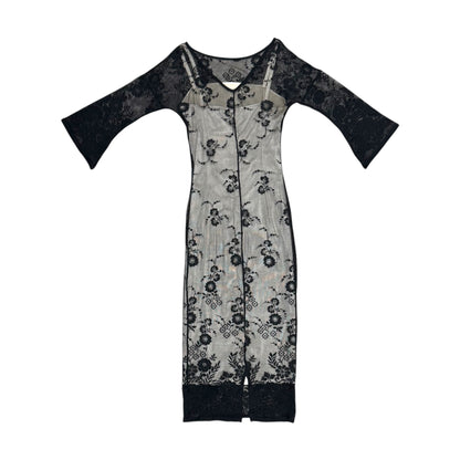 DOLCE & GABBANA SHEER FLORAL LACE OVERLAY DRESS