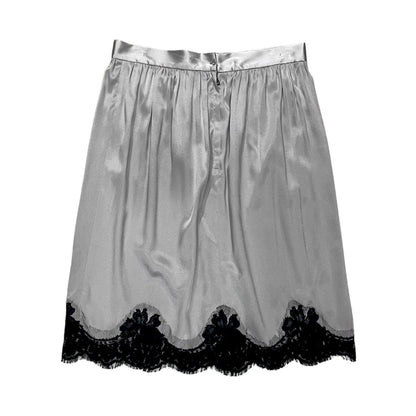 DOLCE & GABBANA GREY SILK LACE SKIRT