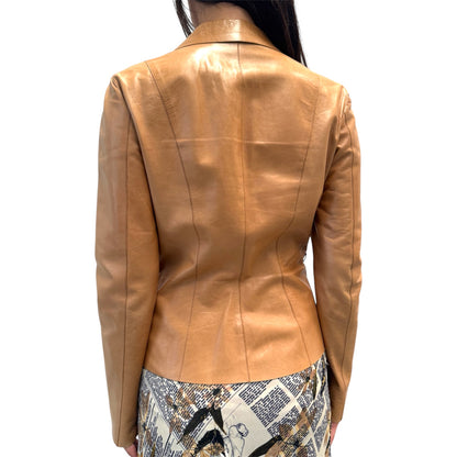 GUCCI BY TOM FORD TAN LEATHER BLAZER