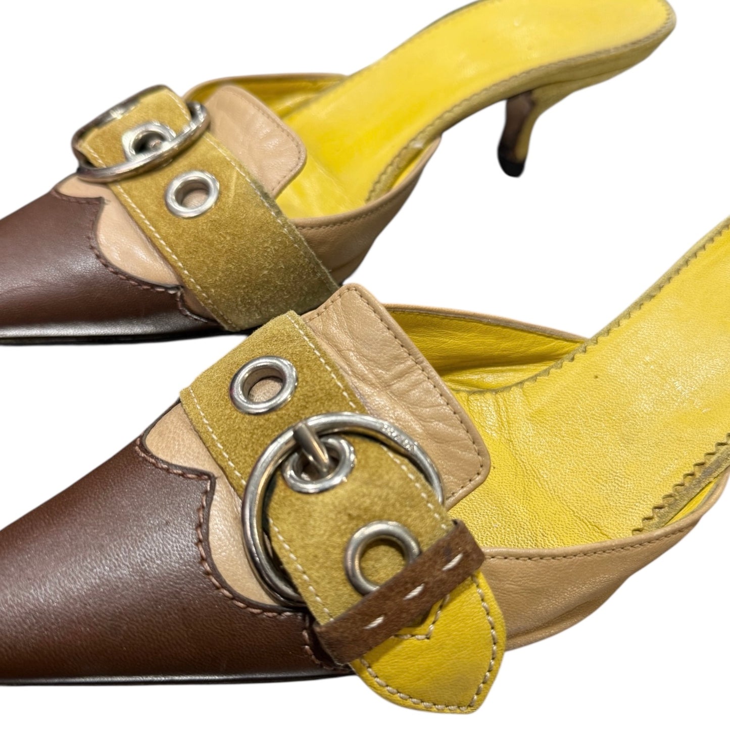 PRADA SS2002 LEATHER BUCKLED MULES