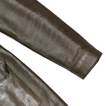 PRADA 1999 OLIVE BIKER LEATHER COAT