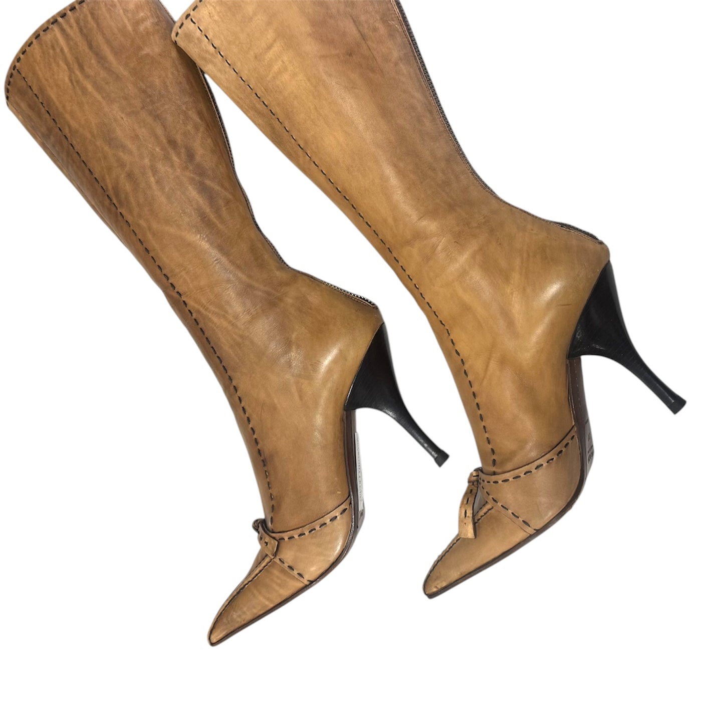 PRADA TAN STITCHING WORK BOOTS