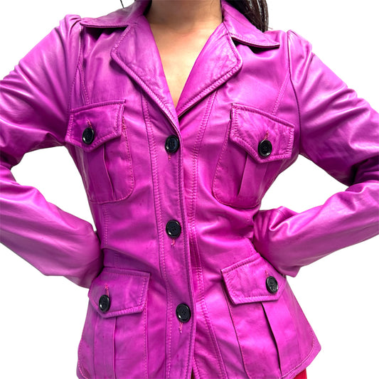 DOLCE & GABBANA PURPLE LEATHER JACKET
