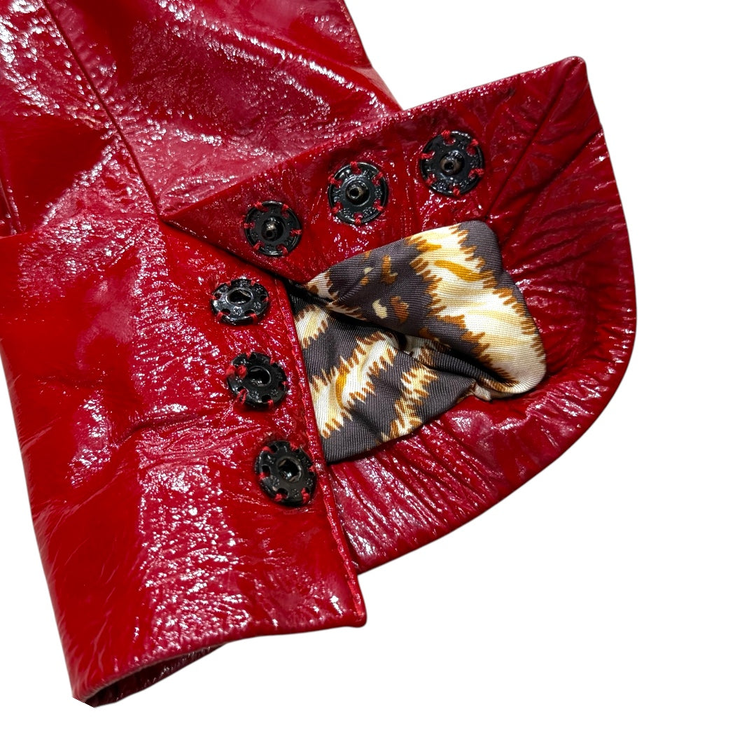 DOLCE&GABBANA RED FUR LEATHER JACKET