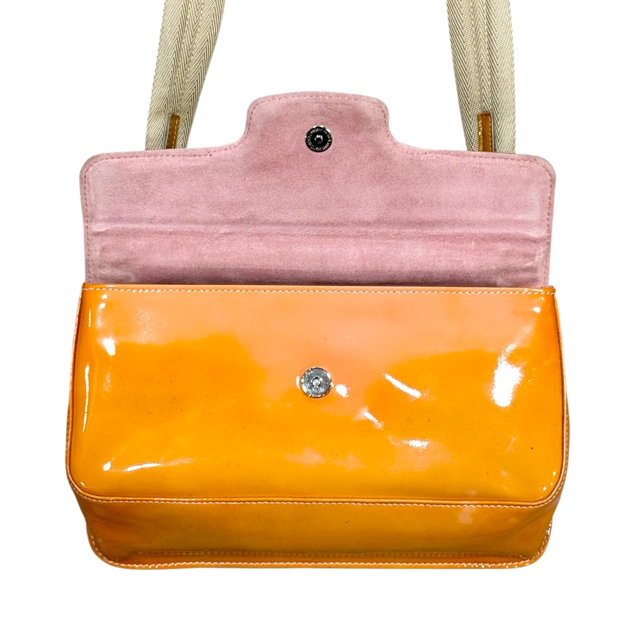 PRADA ORANGE PATENT LEATHER SHOULDER BAG