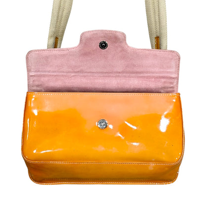 PRADA ORANGE PATENT LEATHER SHOULDER BAG
