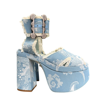 VIVIENNE WESTWOOD 24SS OLDE LONDON JACQUARD DENIM PLATFORM HEELS