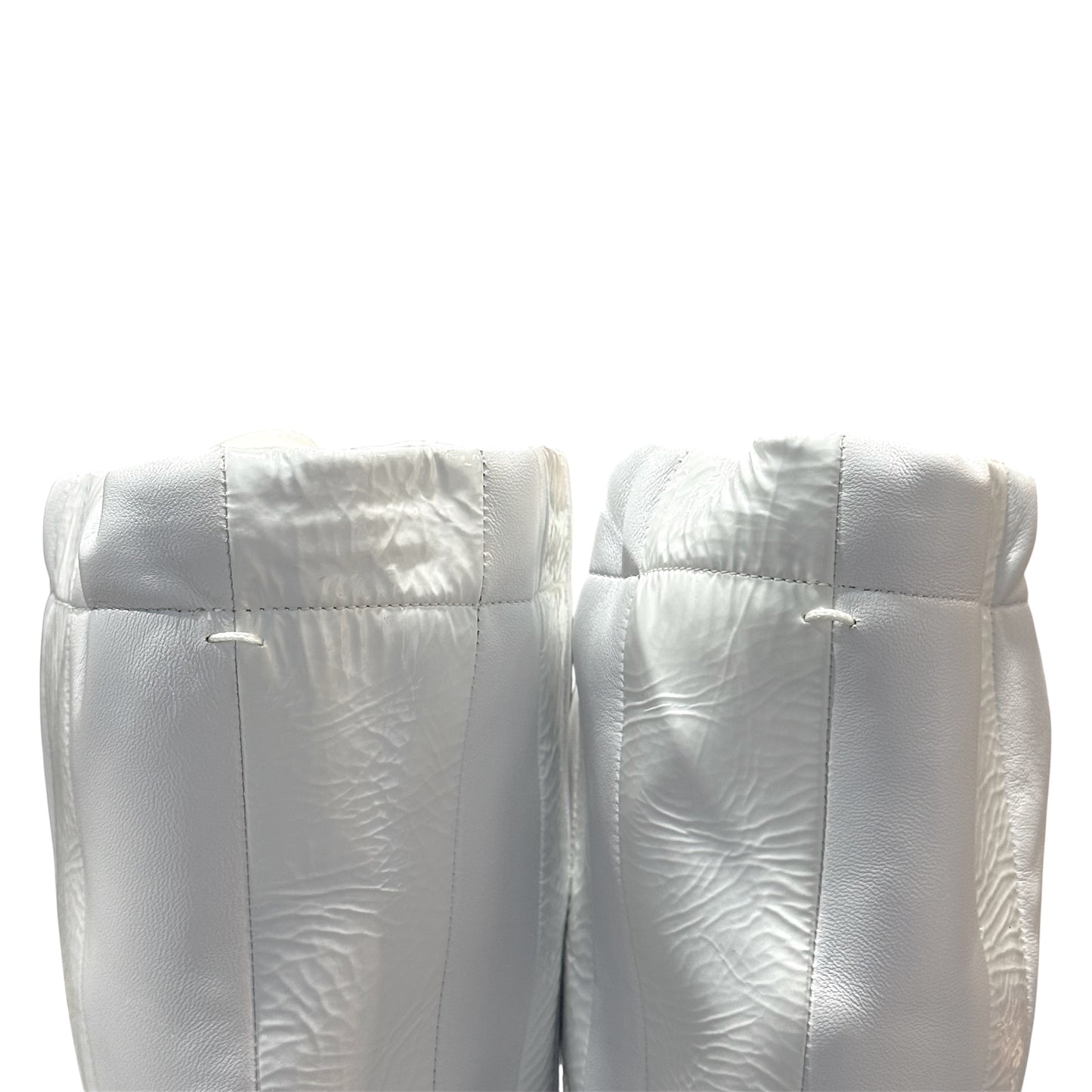 MAISON MARGIELA WHITE PATENT LEATHER WITH DRAWSTRING BOOTS