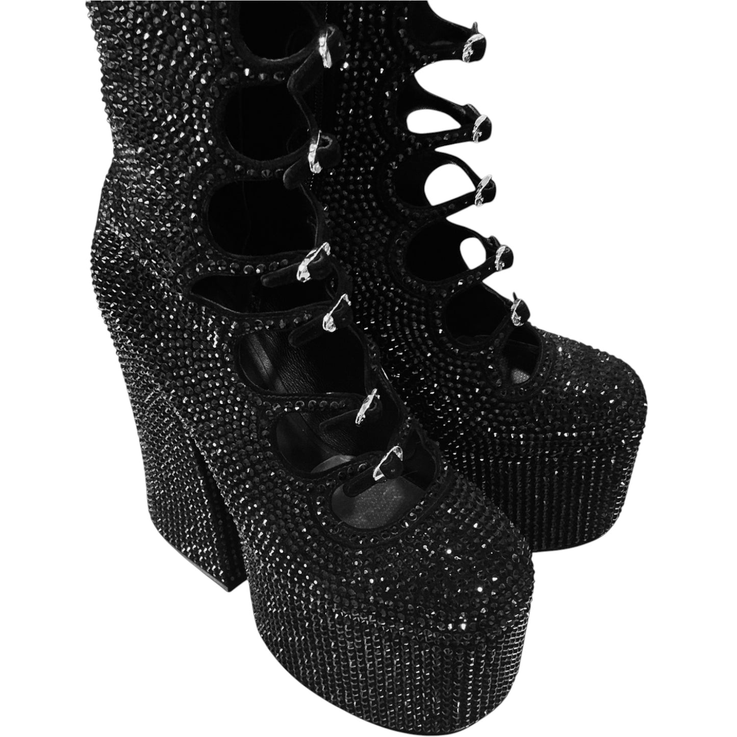 MARC JACOB KIKI BLACK RHINESTONE HIGH BOOTS