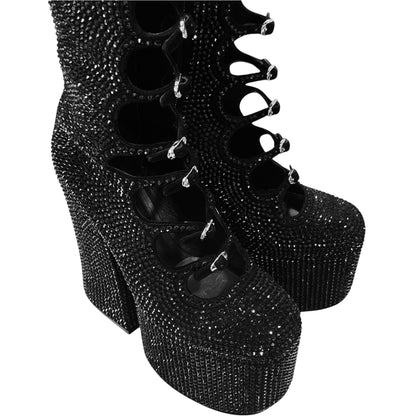 MARC JACOB KIKI BLACK RHINESTONE HIGH BOOTS