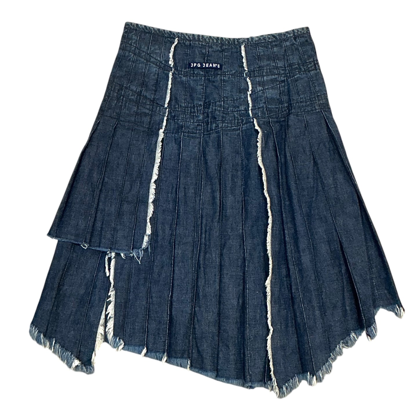 JEAN PAUL GAULTIER DENIM  ASYMMETRICAL PLEATED SKIRT