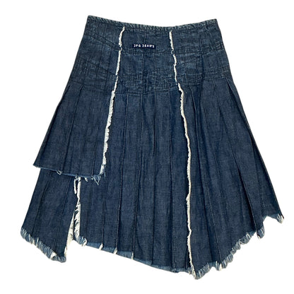 JEAN PAUL GAULTIER DENIM  ASYMMETRICAL PLEATED SKIRT