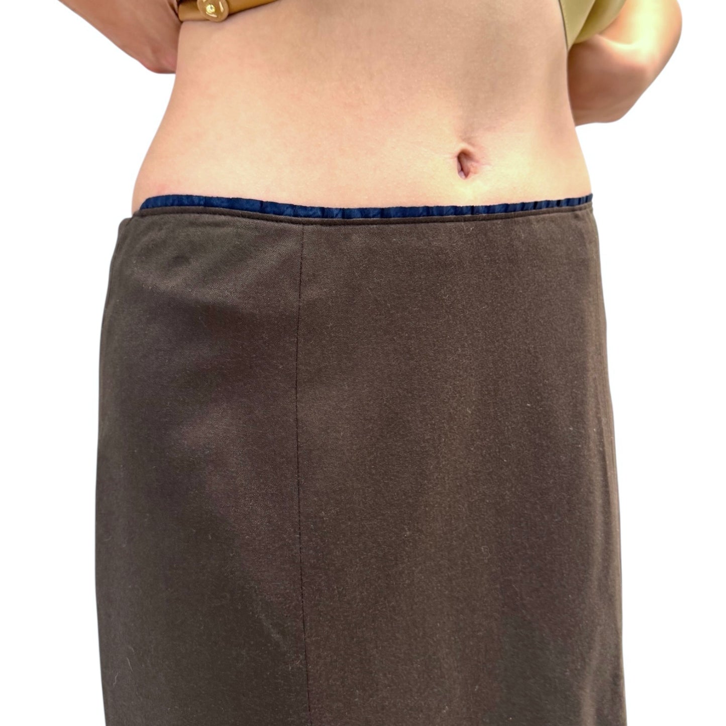 MIU MIU BROWN SILK PLEATED SKIRT