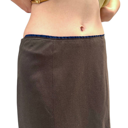 MIU MIU BROWN SILK PLEATED SKIRT