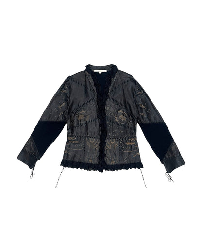 ROBERTO CAVALLI LEATHER & KNIT JACKET