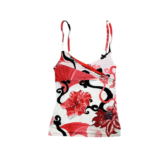 JUST CAVALLI RED & BLACK FLOWER TANK TOP