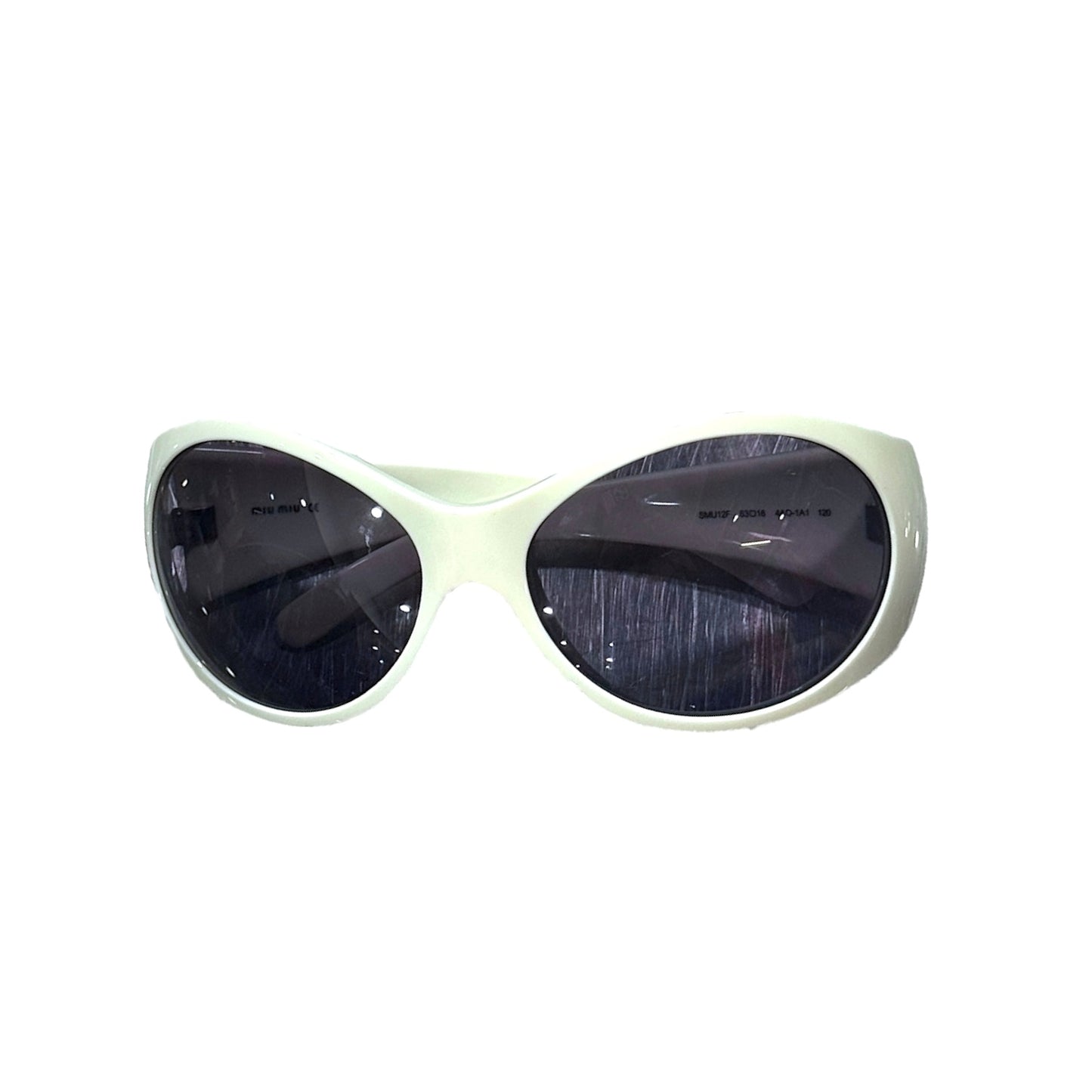 MIU MIU WHITE ROUND SUNGLASSES