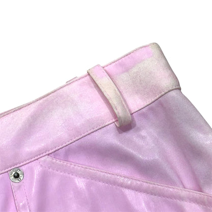 CHRISTIAN DIOR BY JOHN GALLIANO SS2003 PINK BUCKLED LEATHER SKIRT